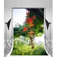 thumbnail image 1 of EREHome Polyester Fabric 5x7ft Backdrop Blooming Red Flowers Green Plants Photography Background Daylight Spring Outdoor Scenery Rustic Photo Backdrop Children Adults Portraits Backdrop Photo Studio Prop, 1 of 2