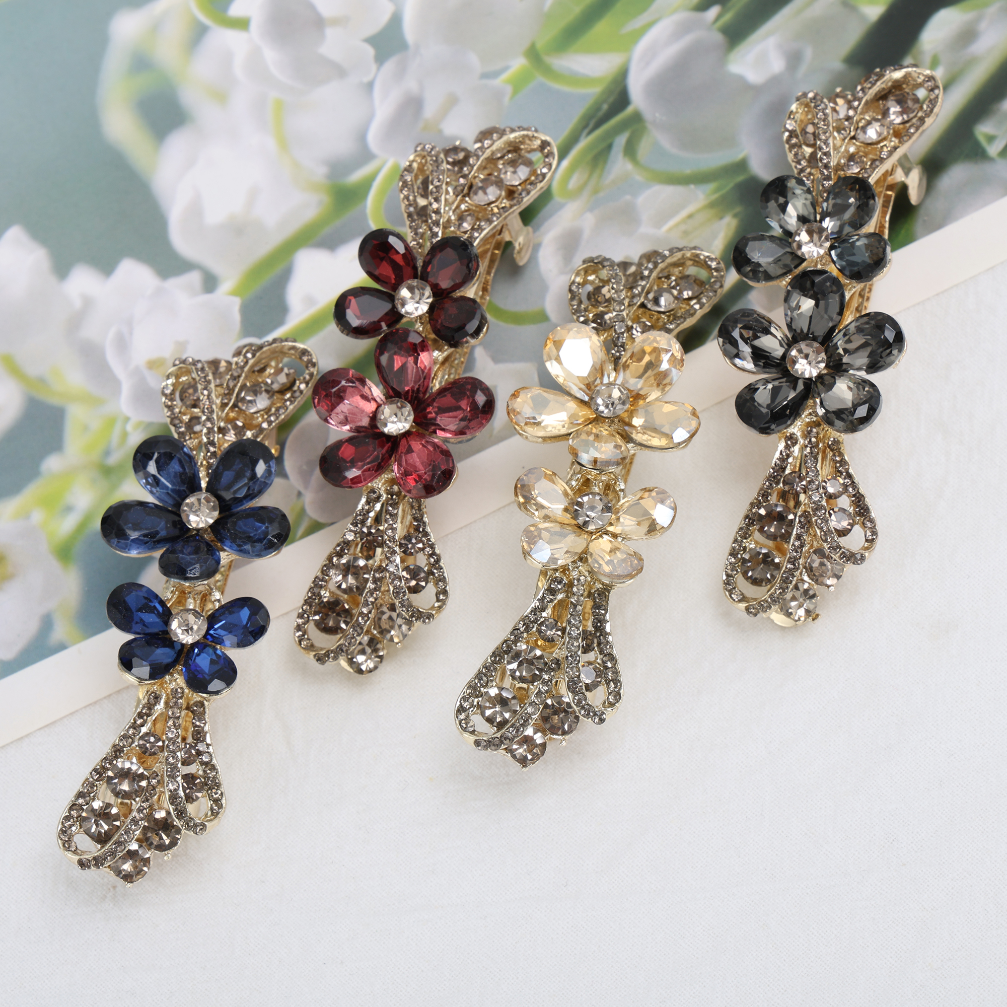 Unique Bargains Flower Hair Barrettes 1 Pc Special Occasions Champagne