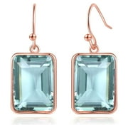 Peermont Emerald Cut Green Amethyst Drop Earrings in 18K Rose Gold Overlay