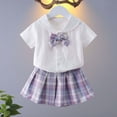 thumbnail image 4 of Odeerbi Camisa de Cuello de Marinero de Vestido Preppy de 2 Piezas de Niñas y Falda Plisada En Cuadro Uniforme Escolar Con Corbata, 4 of 9