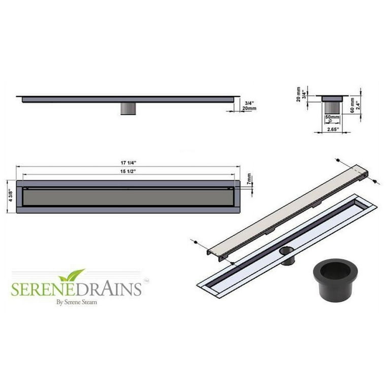 Side Outlet Linear Shower Drain 24 Inch With Hair Trap by SereneDrains –  Shower Drains Shop