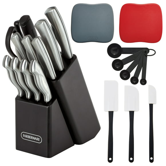 Farberware Classic 22 Piece Stamped Stainless Steel Knife Set and Utensil Set