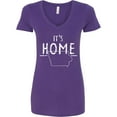 thumbnail image 3 of Inktastic It's Home State of Iowa Outline Distressed Text Women's V-Neck T-Shirt, 3 of 5
