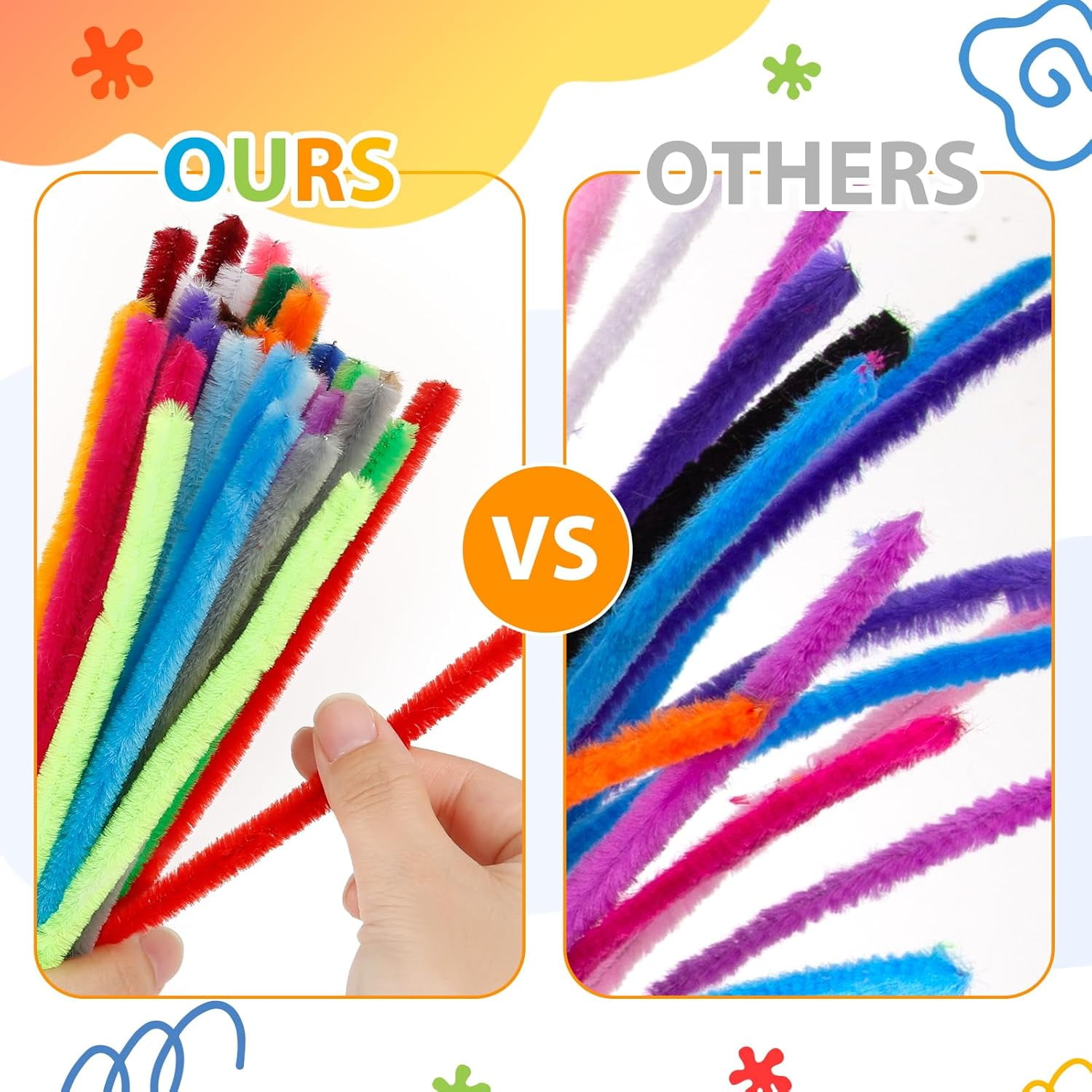 2500 Pieces 25 Colors Pipe Cleaners Craft Supplies Assorted Glitter Chenille Stem Sparkle Pipe Cleaners Bulk for Kids Creative DIY Project, Art Crafts Decoration, 6 mm x 12 inch