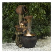 Bowery Hill Glass Outdoor-Indoor Fountain with Illumination in Brown