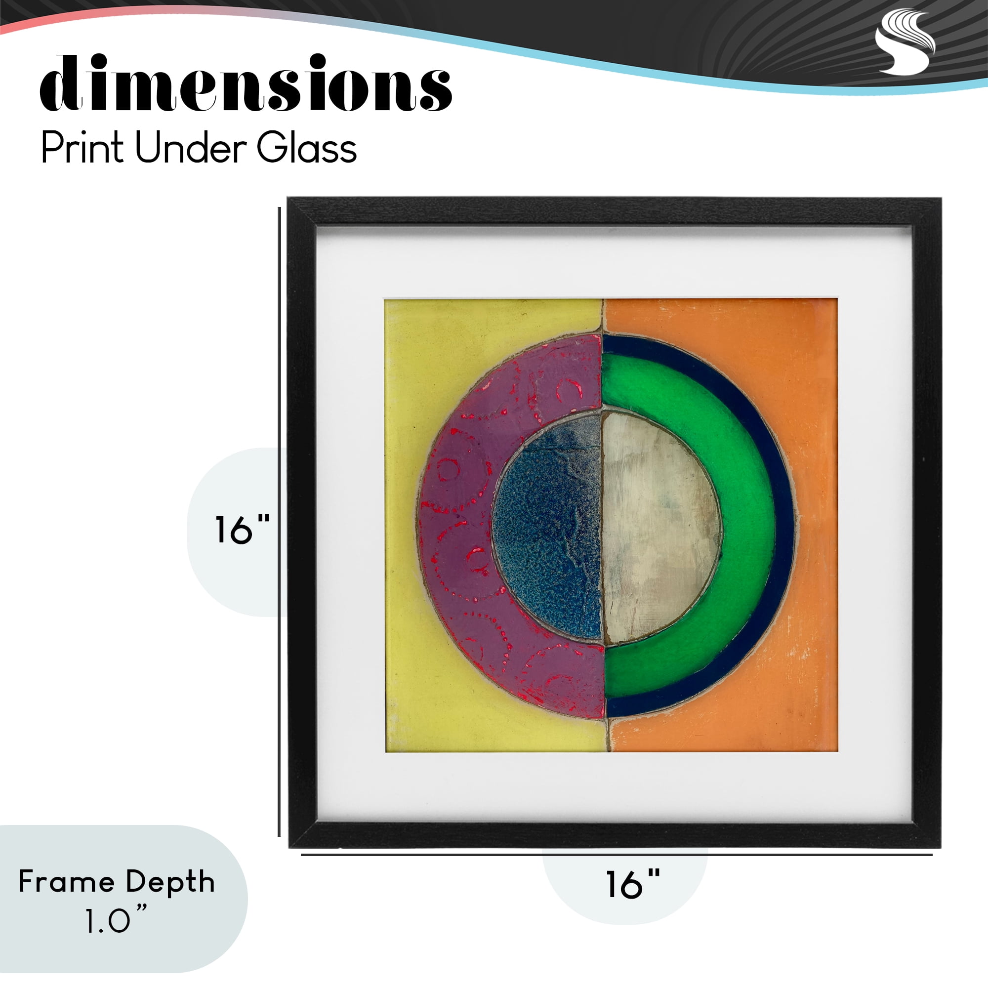 Stupell Industries Muted Round Color Black Black Framed Print Under Glass, design by Matthew Finger