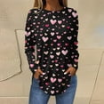 thumbnail image 2 of Resicozy Valentines Shirts For Women Long Sleeve Shirt Valentine Day Crewneck Top 2026 Love Heart Printed Graphic Pullover Black L, 2 of 5