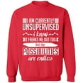thumbnail image 2 of OXI Crewneck Sweatshirt - I am Currently Unsupervised, Basic Casual Sweatshirts for Men's and Women Fleece Sweatshirt Long Sleeve - Red 2X-Large, 2 of 2