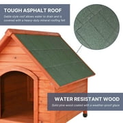 TRIXIE Cottage Weatherproof Outdoor Wooden Dog House Raised Floor for Larger Dogs, Brown