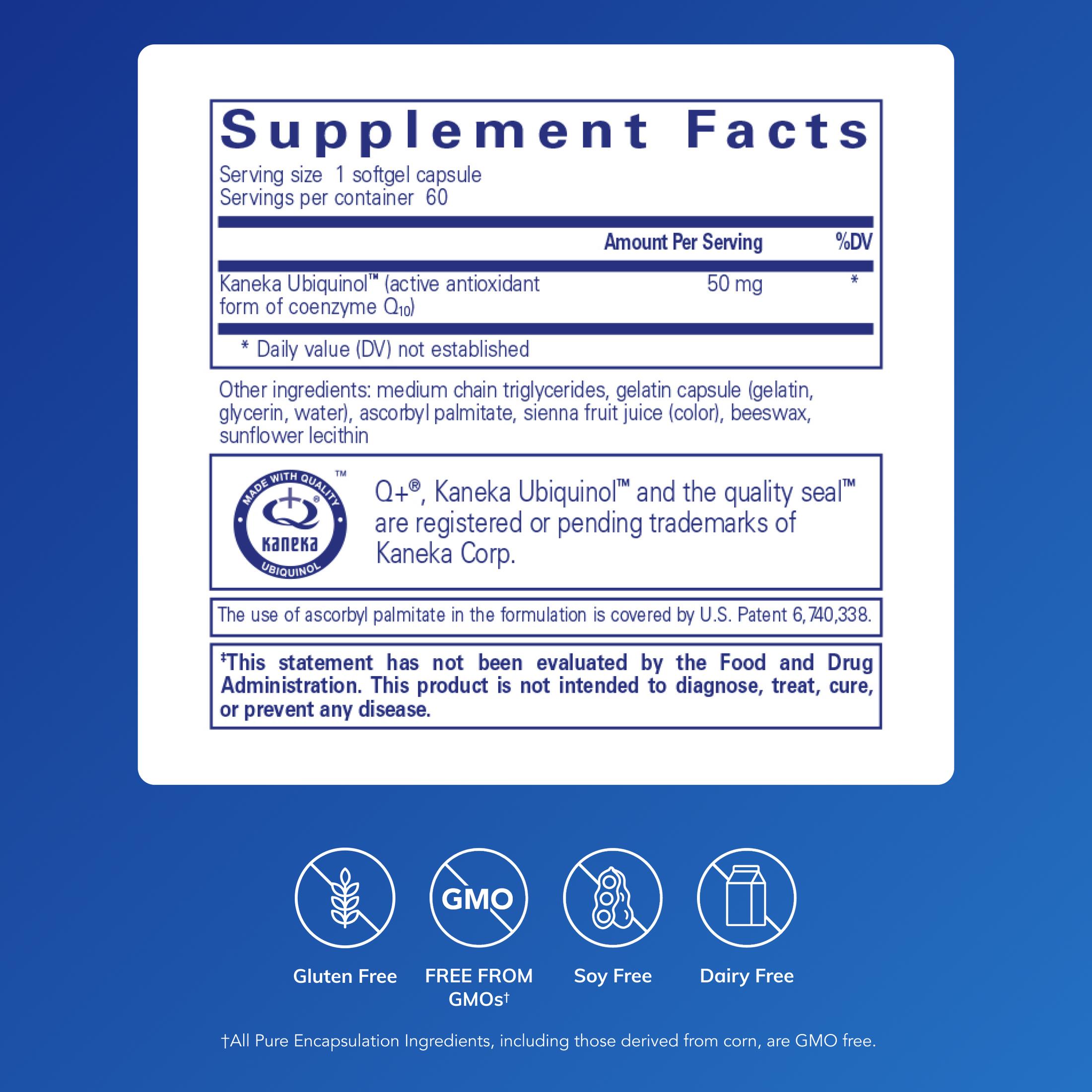 Pure Encapsulations Ubiquinol-QH 50 mg | Active Form of CoQ10 to Support Immune Health, Cellular Energy, and Cardiovascular Health* | 60 Softgel Capsules