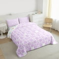 thumbnail image 3 of Homewish Classic Geometric Plaid Full Size Comforter Sets,Cute Cartoon Flower Bedding Comforter Set,Purple White Checkered Bedding Sets For Boys Kids,Super Cozy Room Decor Reversible,3pcs, 3 of 8