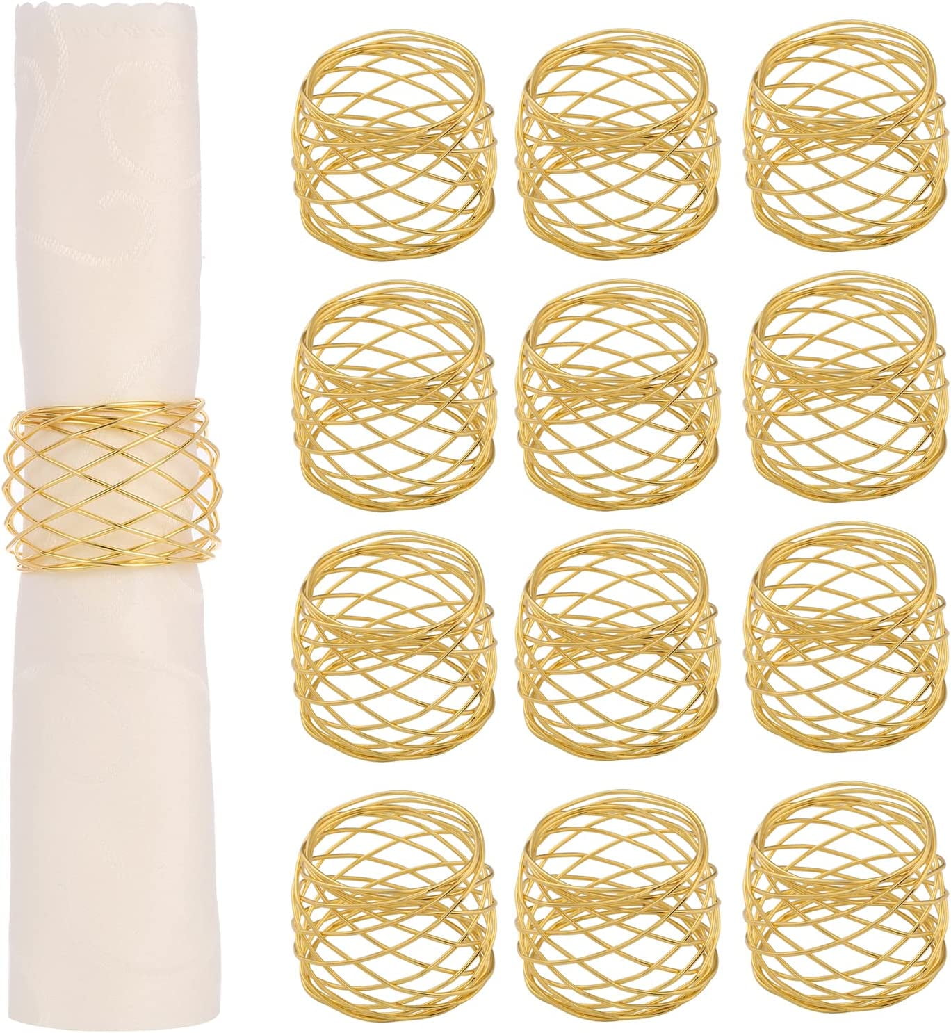 Napkin Rings Set of 12,Round Mesh Napkin Rings Holder for Thanksgiving