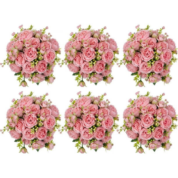 Blosmon Peony Artificial Flowers Bouquet for Wedding Party Table