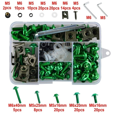 

155Pcs Universal Motorcycle M5 M6 Fairing Bolts Kit Body Fastener Screws Nuts Kit Fastener Clips Sportbike Scooter