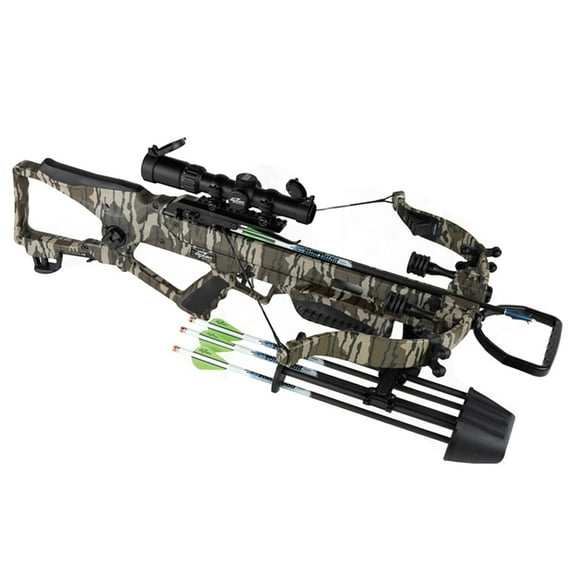 Excalibur RevX Mossy Oak Bottomland Crossbow with Overwatch Scope, 400 FPS, ChargerX Crank System, Lightweight Design (E16236)