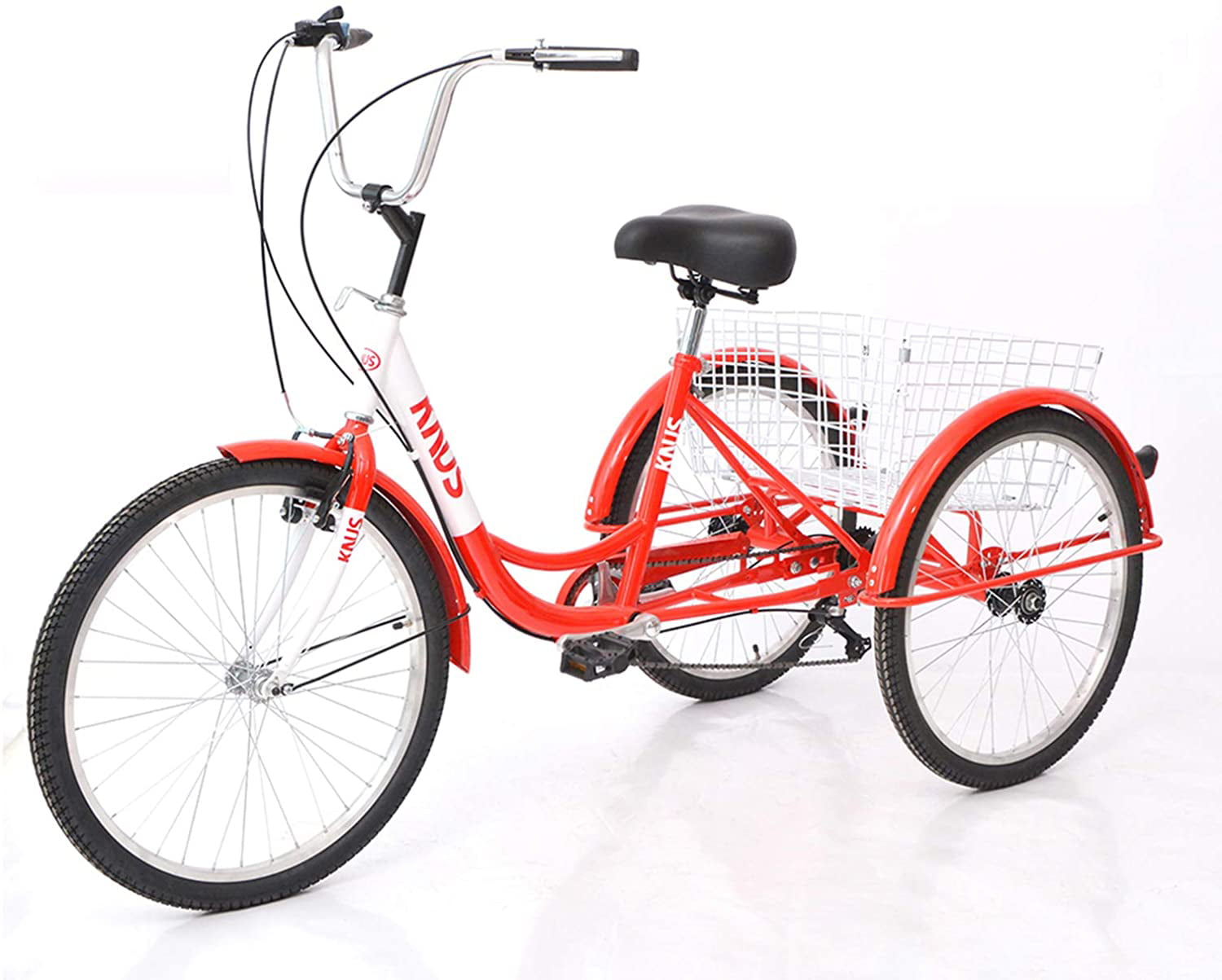 26"Adult Tricycle Bicycle 3 Wheel 7 Speed Trike Backrest Basket Bike Xmas Gift 