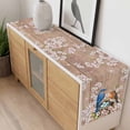 thumbnail image 4 of Birds Floral Table Runner - 120 Inch Long, Kitchen Dining Table Runner Dresser Scarves, Farmhouse Pink Flower Leaf Wood Grain Brown Farmhouse Decor for Coffee Tables Wedding Party Banquet, 4 of 8