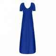 thumbnail image 4 of Lenago Women's Summer Dress Plus Size Deep V-Neck Standard-Fit Short Sleeve Solid Maxi Party Dress, 4 of 7