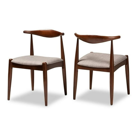 Bowery Hill Gray Fabric and Walnut Wood Dining Chairs (Set of 2 )
