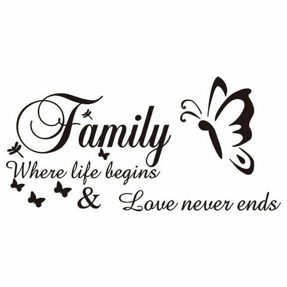 (Clearance) pdqouc Wall Stickers, Home Decorations for Living Room, Family Where Life Begins & Love Never Ends, Letters for Wall Decor Word Sticker Decal Peel and Stick for Classroom Bedroom