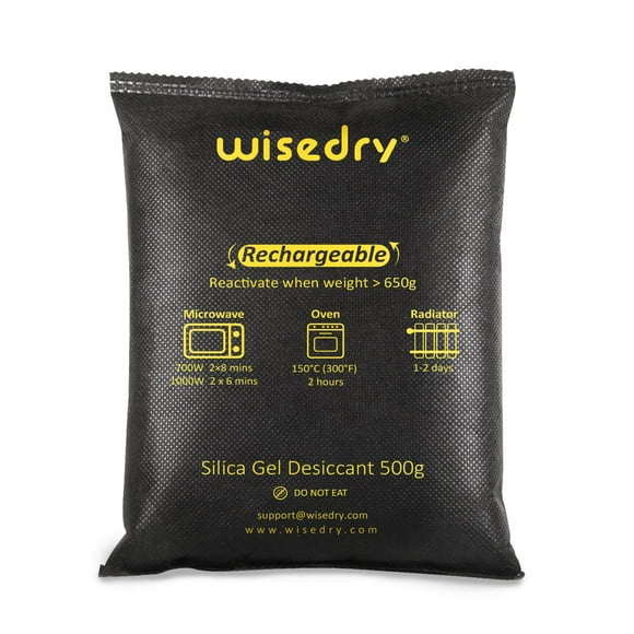 wisedry 4 x 500 Grams [4.4 lbs] Rechargeable Silica Gel Car Dehumidifier, Microwave Fast Reactivated Desiccant Packets Large for Gun Safe Closet Basement Garage Storage Moisture Absorb