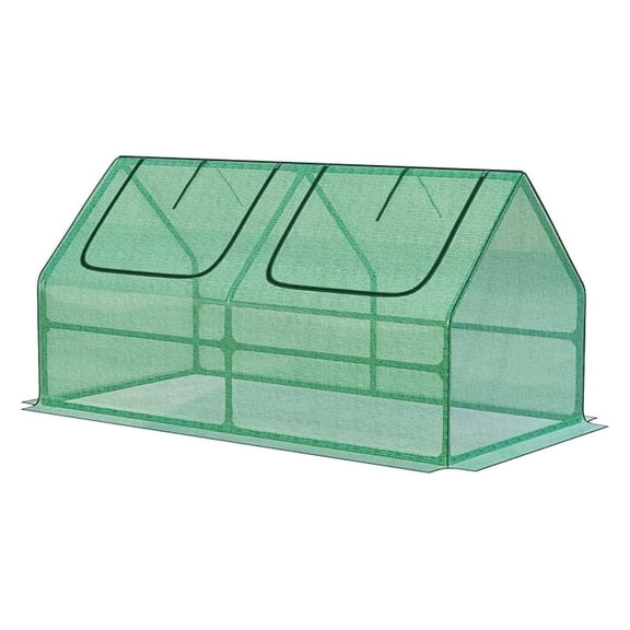 4 x 2 x 2 ft Mini Greenhouse with 2 Zipper Doors, Water Resistant, UV Protected for Flowers, Vegetables and , Green