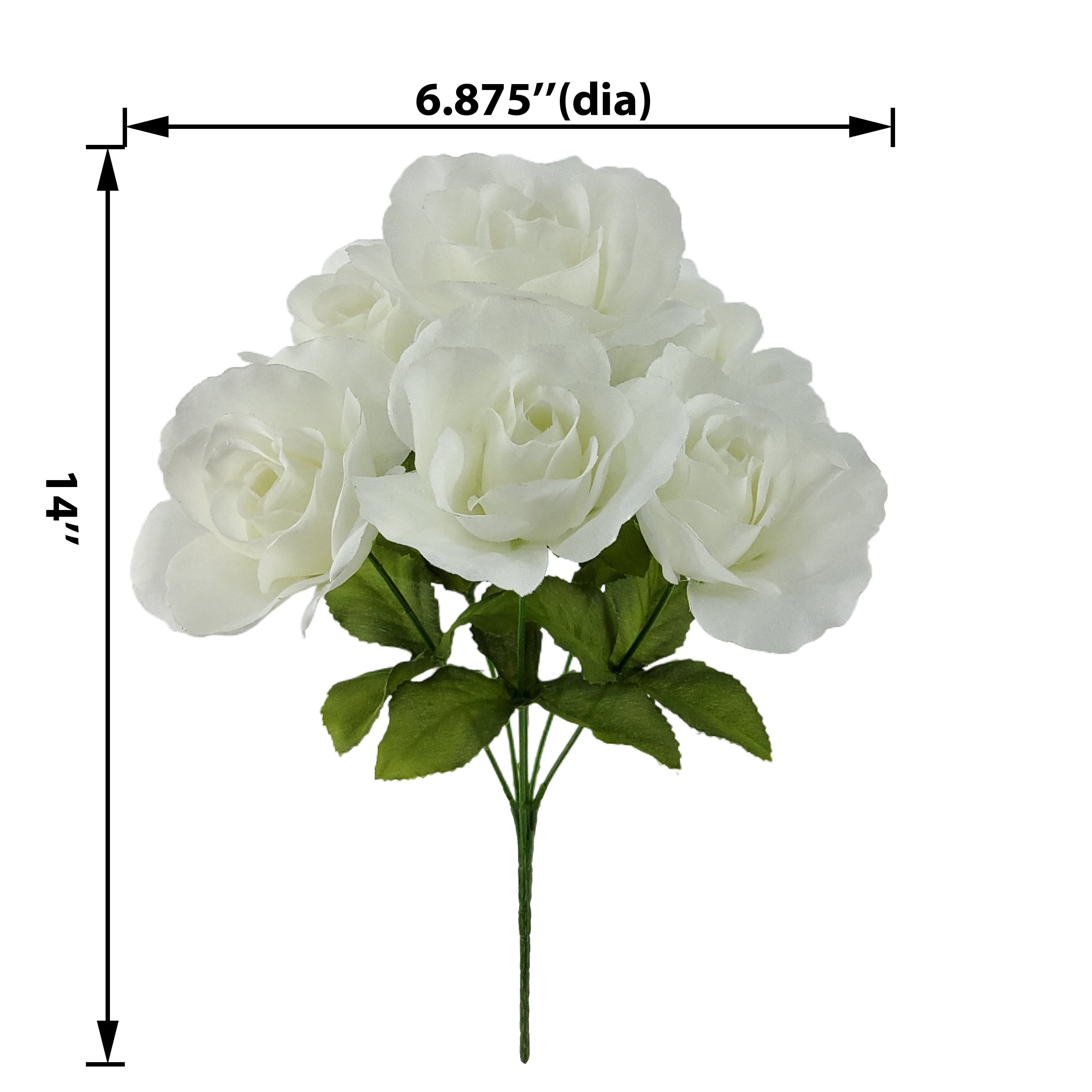 (4 pack) Mainstays Indoor Artificial Sweet Rose Flower Pick, White Color, Assembled Height: 14"