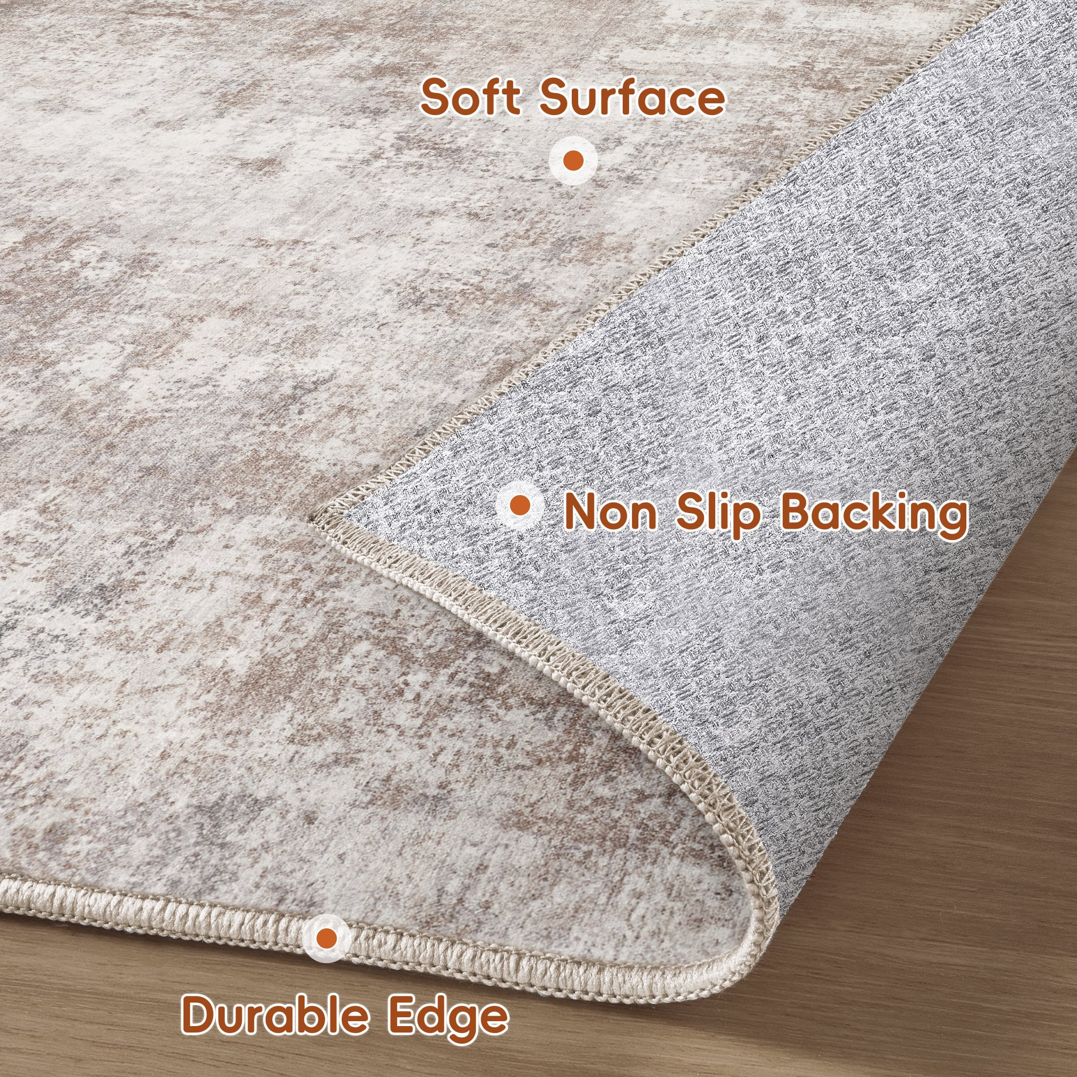 Uermei 3x5 Washable Entryway Rug: Non-Slip Soft Abstract Indoor Area Rug for Living Room Kitchen Bedroom, Stain-Resistant Door Mat Throw Carpet for Laundry Foyer Home Decor - Brown