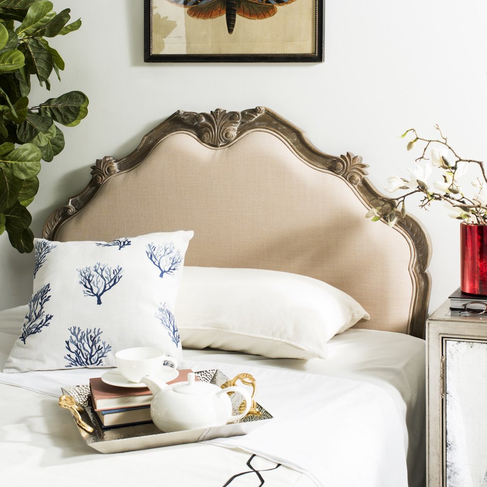 Safavieh Harlow Rustic Wood Traditional Upholstered Headboard