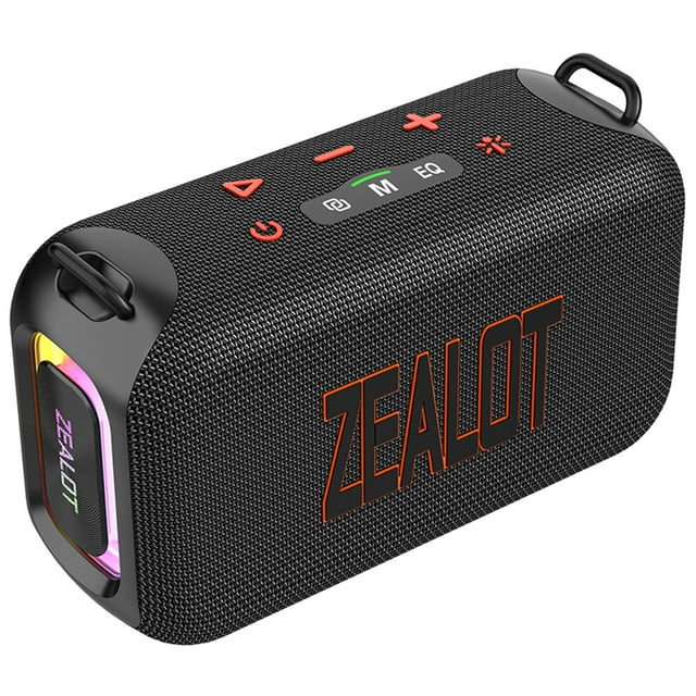 Portable Wireless BT 5.3 Speaker 50W Enhanced Bass Sound Box With RGB Colorful Light Adjustable EQ Modes Aux USB TF Card Playback IPX6 Waterproof for Outdoor Party Camping Cycling Square