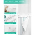 thumbnail image 3 of No Hook Shower Curtain with Snap in Liner, Colorful Stripes Teal Green Wood Texture White Hotel Shower Curtains for Bathroom, Washable Shower Curtain Liner Set with Mesh Top Window, 36"x72", 3 of 6