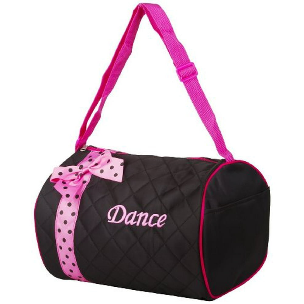 Private Label Girl's Quilted Nylon Dance Duffel Bag w/ Pink Polka Dot