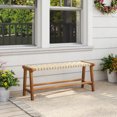 thumbnail image 2 of Gymax 47'' Long Teak Wood Patio Bench w/Weave Seat Solid Wood Legs Backless for Porch, 2 of 10