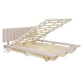 thumbnail image 5 of Harper & Bright Designs Queen Size Lift Up Floating Bed Frame with LED Light and USB Port, Velvet Upholstered Queen Hydrualic Platform Bed with Headboard, Pink, 5 of 14