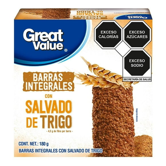 Barras Great Value integrales con salvado de trigo 180 g