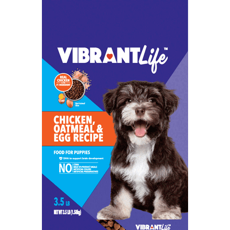 Vibrant Life Puppy Dry Food, Chicken, Oatmeal & Egg Recipe, 3.5 (Best Puppy Food For Diarrhea)