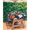thumbnail image 3 of Boanket Outdoor Tablecloth with Umbrella Hole for Patio/Picnic/Party/Camping, White Orange Flower Waterproof Table Cloth Rectangle Table Cover Washable, Blue Leaves Spring Flowers Pastoral (54"x 80"), 3 of 7