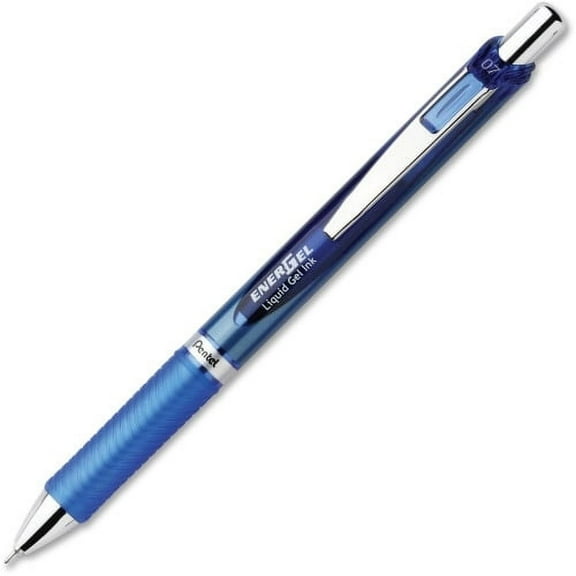 Pentel EnerGel RTX Liquid Gel Pens Medium Pen Point - 0.7 mm Pen Point Size - Needle Pen Point Style - Refillable - Blue Gel-based Ink - Blue, Stainless Steel Barrel - Stainless Steel, Metal Tip - 1 D