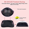 thumbnail image 4 of Lámpara UV para uñas, secador de uñas profesional automático UV LED de 180 W, 4 temporizadores (10/30/60/99 segundos), pantalla LCD grande, base magnética desmontable, para esmalte de uñas semipermane, 4 of 5