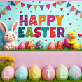 thumbnail image 3 of LUUFILx Easter Party Decorations Happy Easter Banner Backdrop Bunny Chick Egg Background Spring Celebration Photography Props Supplies Festival Decor, 3 of 8