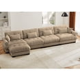 thumbnail image 4 of TUANLUO 166" L-Shaped Sectional Couches and Sofas, Oversized 4-Seat Sectional Couch for Living Room, Velvet Modular Sectional Sofa with Reversible Ottoman, Camel, 4 of 9