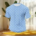 thumbnail image 5 of hlysgo Big and Tall Shorts Sleeve T Shirts for Men Comfy Crewneck Waffle Knit Shorts Casual Polka Dot Graphic Tees Summer Tops Light Blue,Size XXXXL, 5 of 7