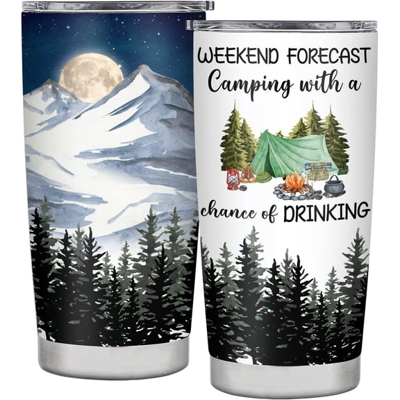 Happy Camping Lovers Gifts Gifts for Camper Camping Travel Tumblers Gifts Ideas for Women Men Camping Lovers gifts for camper Tumbler Insulated Stainless Steel With Lid 20 OZ