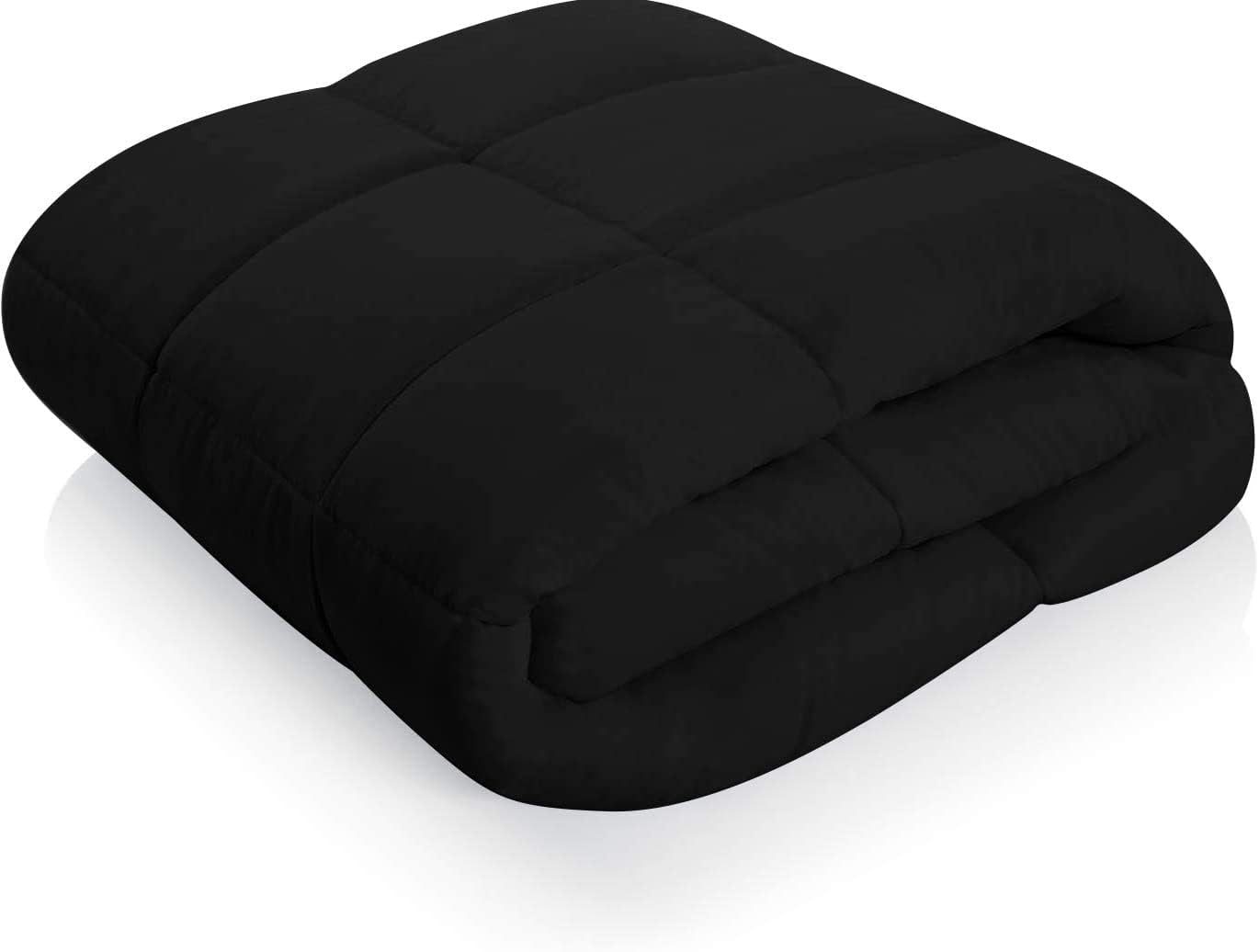 D.N.G. BEDDINGS Deluxe All Seasons King/Cal King Size 800 Thread Count, Solid Black Down Alternative 1 Piece Box Design Comforter Set 100% Egyptian Cotton
