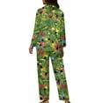 thumbnail image 2 of Suhoaziia Warm Pajamas for Women Winter Button Print Graphic Christmas Decoration Crew Neck PJ's Set of 2 Size L,Polyester Stretchy Sweatsuit Athletic Family Gift Comfortable Lounge Wear, 2 of 6