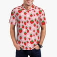 thumbnail image 2 of Balery Hand Drawn Strawberry Printed Men’s Short Sleeve Polo Shirt, Midweight Men's Shirt,Golf Polo shirts -3X-Large, 2 of 8