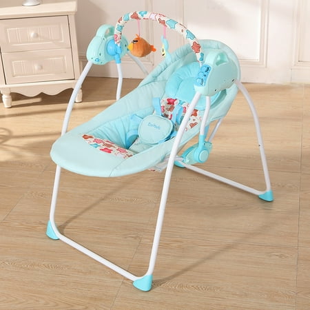 Electric Baby Cradle Swing Rocking Connect Mobile Play Music Chair Sleeping Basket Bed Crib For Newborn Infant Blue