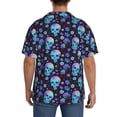 thumbnail image 3 of Sikiie Skull Flower Blue Men's Wrinkle Free Untucked Cuban Shirt Business Casual Button Down Shirts Short Sleeve ShirtX-Large, 3 of 5