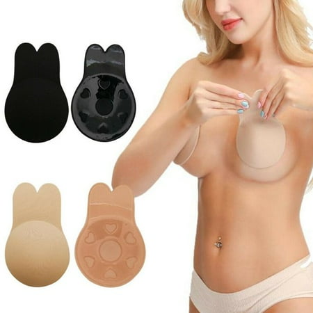 

gluttony Women s Rabbit Ear Invisible Lifting Bras Reusable Silicone Nipple Covers Push Up Backless Bra