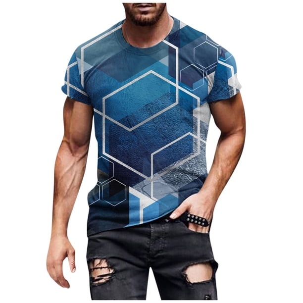 European And American Round Neck Casual Ethnic Style Retro Printed Short Sleeve T-shirt Top 2XL